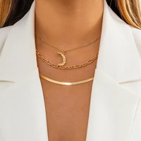 ingesight z copper flat blade snake chain choker necklaces for women gold color moon pendant necklaces vintage neck jewelry gift