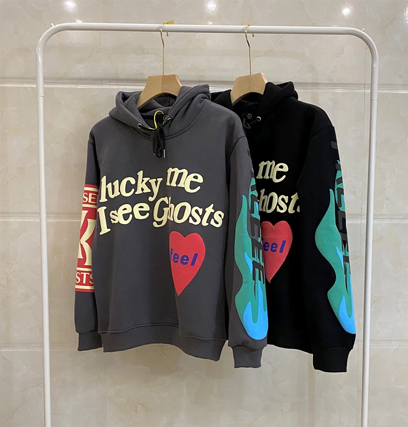 Толстовка с капюшоном 3D принтом Lucky Me i See Ghost для мужчин и женщин Kanye West пуловеры