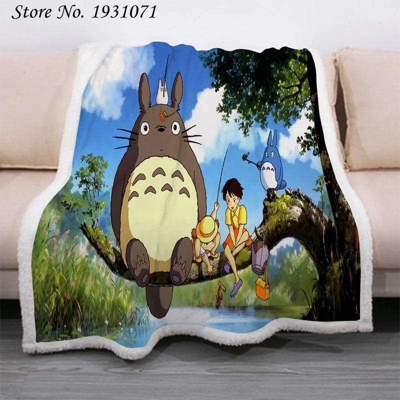 Флисовое одеяло с 3D принтом Аниме Тоторо для кровати толстое модное покрывало