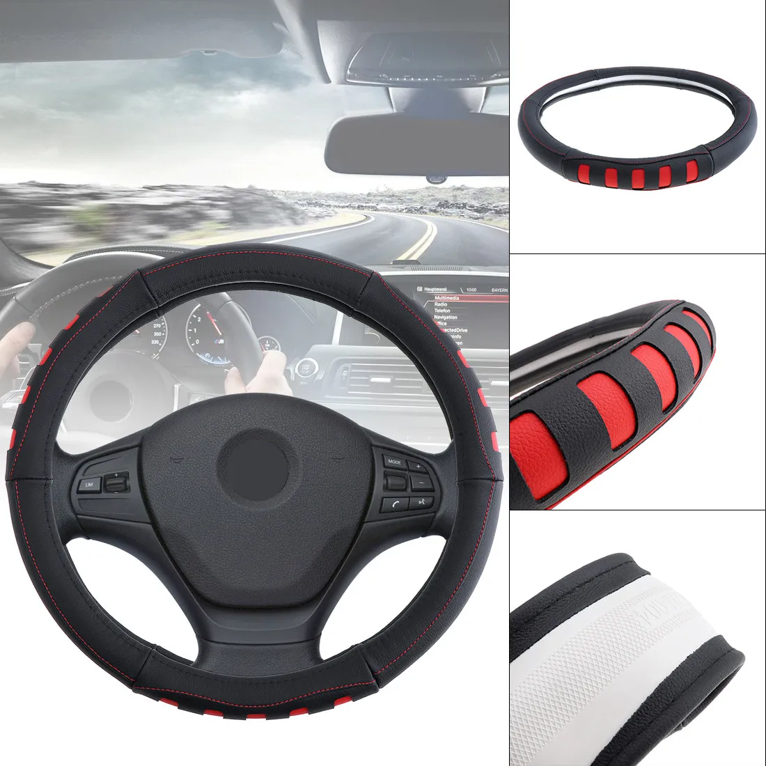 M 38 см Универсальный кожаный чехол рулевого колеса автомобиля Мода выдолбленный