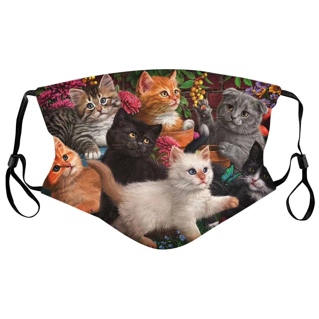 

1pc Adult cat Print Breathable Face Mask Men/women Mascarilla Halloween Cosplay Mouth Masks