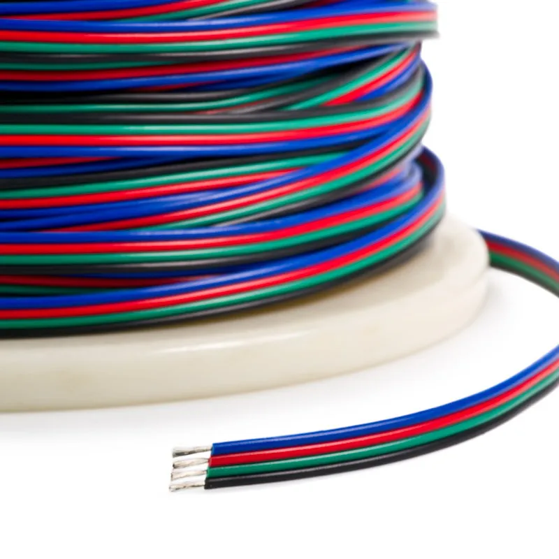 5M 100M RGB Соединительный кабель для светодиодной 22/20/18AWG 2/3/4/5/6Pin электрический