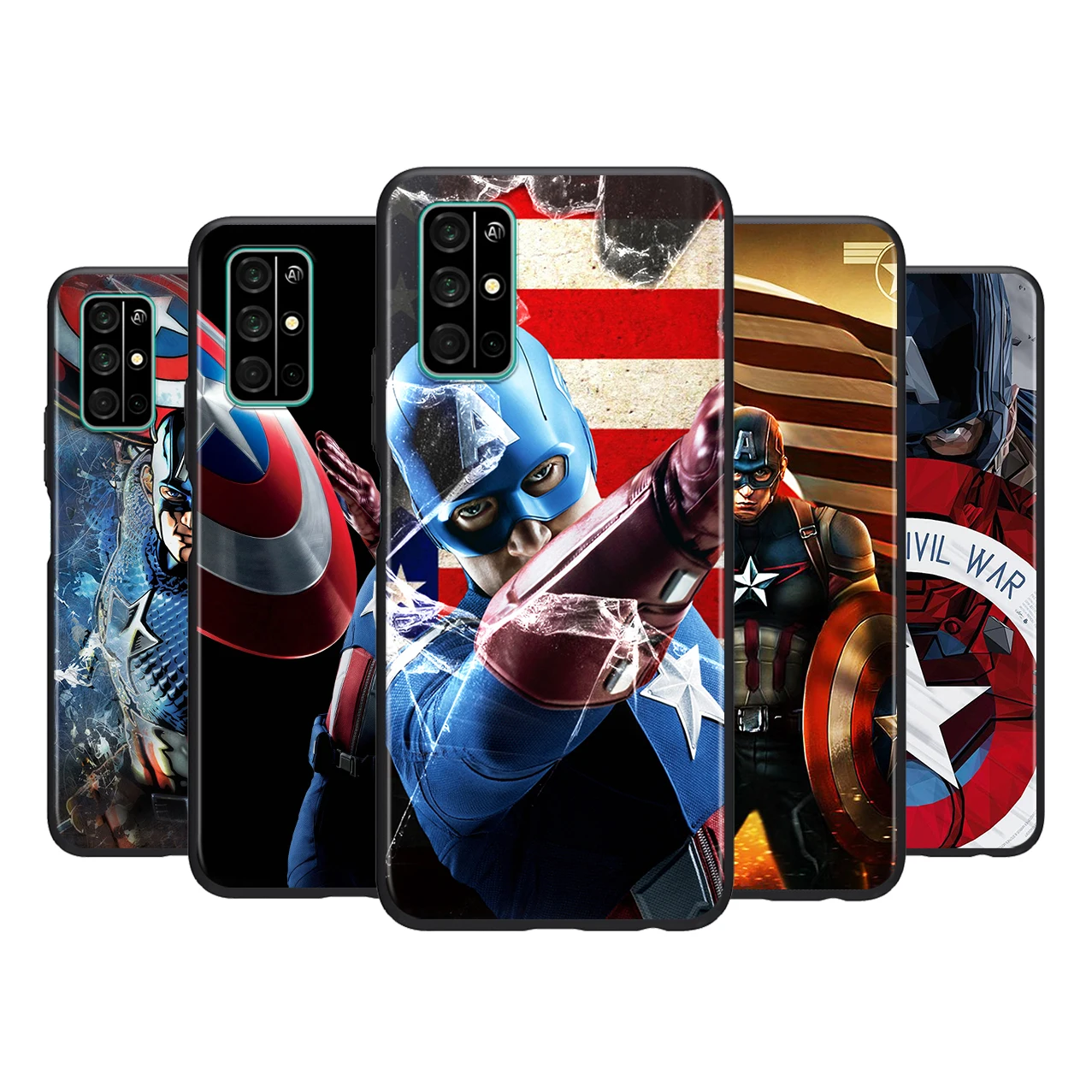 

Captain America Marvel For HUAWEI Honor 50 30 V30 20 View 20 20E X10 10 Pro SE Lite 5G Silicone Black Soft Phone Case