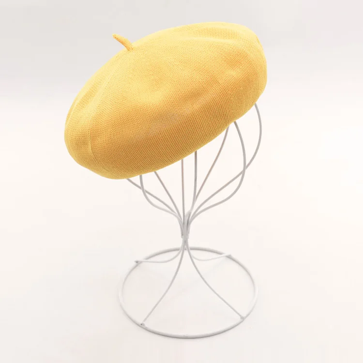 Japanese sweet and lovely spring summer thin section breathable knit octagonal cap beret painter hat retro female Shibei Lei | Аксессуары