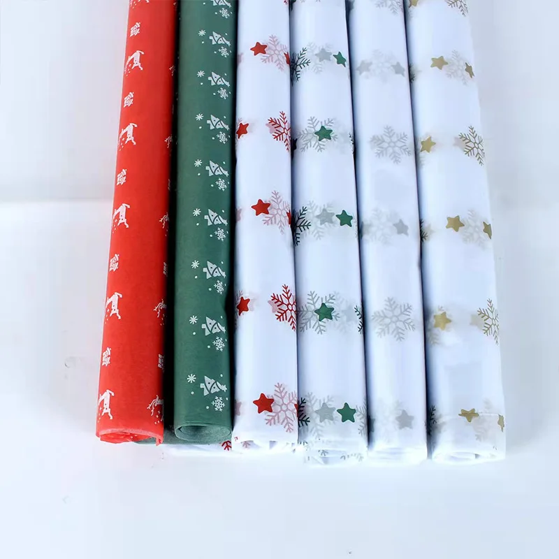

20pcs 50x70cm Elk Snowflake Flower Wrapping Paper Clothing Shoes Gift Craft Wrapping Paper Christmas Apple Packaging Supplies
