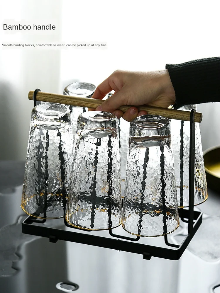 

Iron Japanese style hammered cup set bilateral design glass cup cup beer cup heat-resistant living room light luxury Drinking Te