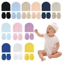 baby newborn face protection scratch mittens warm cap kit infants anti scratching knitted cotton gloveshat set