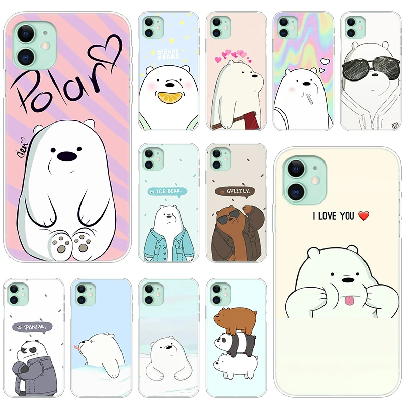 Силиконовый чехол с забавным мультяшным медведем для Apple iPhone 13 12 Mini 11 Pro XS Max X XR 6 6S 7