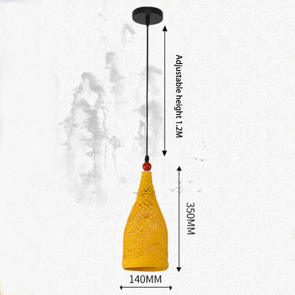

Modern Chinese rattan color pendent lamp lights E27 36v hand-made woven lamp LED bottle lamps dining room bar cafe hanging light