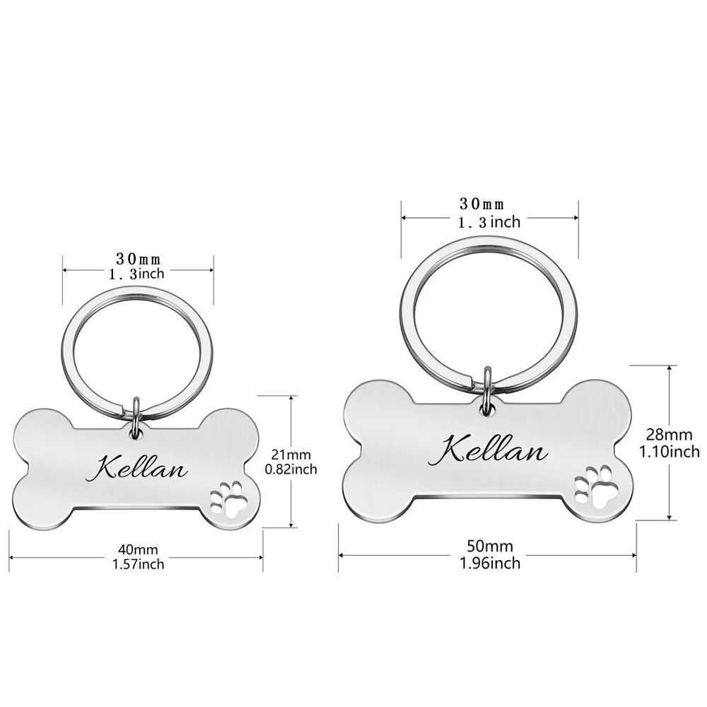 

Steel Anti-Lost Bones Pet Nameplate Pendant Name Identity Engraved Id Tags For Dog Collar Custom Letter Key-Chain