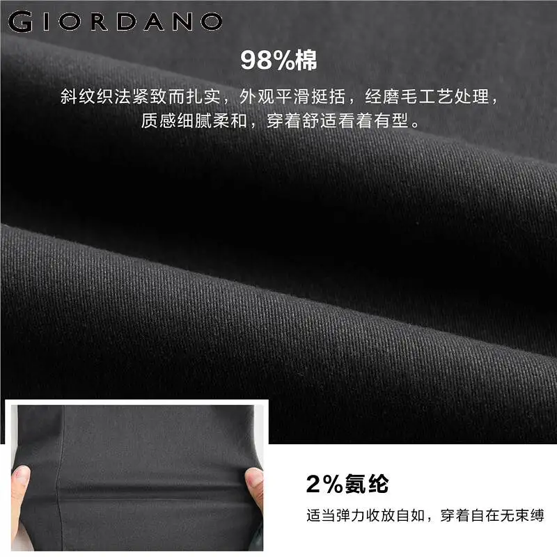 Giordano мужские брюки, однотонные, контрастные, тонкие брюки, мужские, дышащие, хлопковые, спандекс, повседневные, Pantalon Hombre 01119726