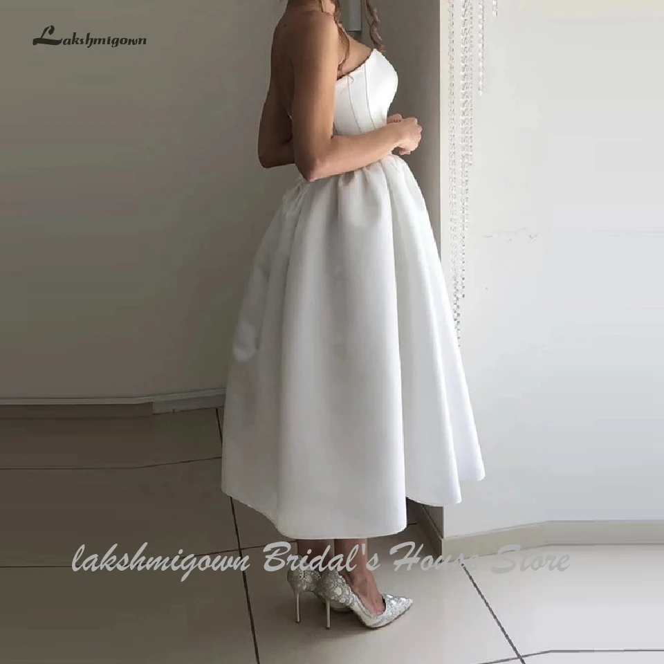 Женское атласное свадебное платье lakshmidress Короткое с сердечком простое пляжное