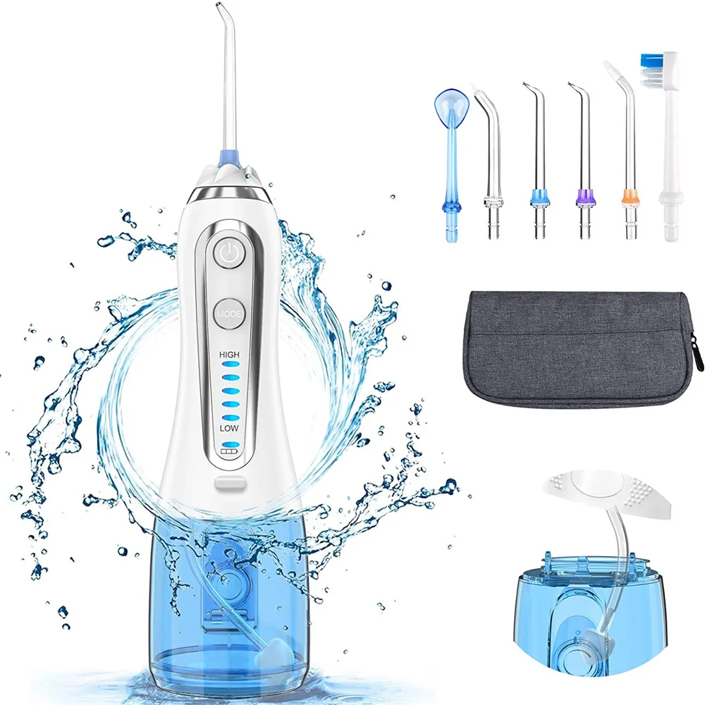 

Water Flosser for Teeth Professional Cordless Waterproof Dental Oral Irrigator with 300ML Water Tank&6 Jet Tips for Home Travel