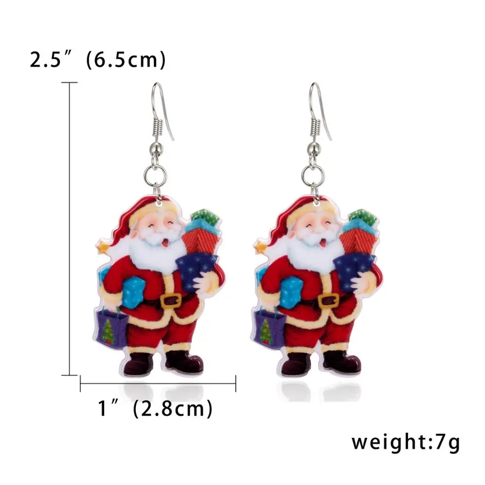 santa claus 3 Rinhoo рождественские акриловые серьги подарок крутой Санта Клаус колокольчик венок на рождественскую елку Висячие серьги рождественские новогодние подарки для женщин - Окраска металла: santa claus 3