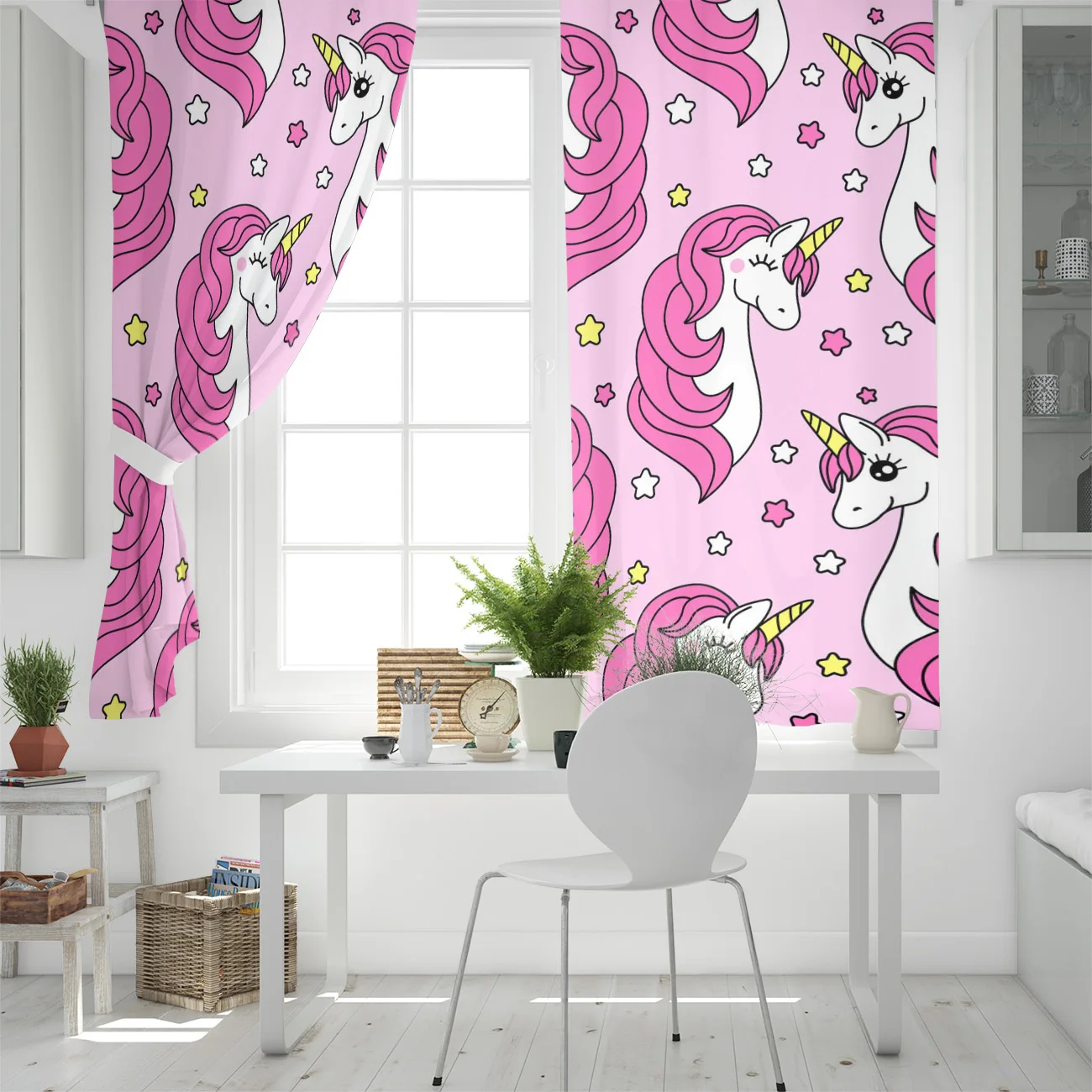 Занавески для дома с милым рисунком единорога звезд животных шторы гостиной