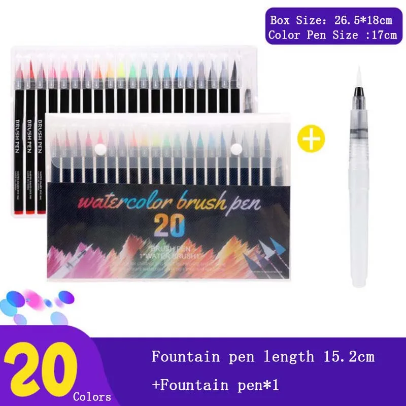 20colors 12 В/20 в/24 В/48 Цвет Премиум маркеры SoftSet воды Цвет кисть для рисования, ручка эффект Best для Цвет ing книги комиксов манга каллиграфия - Цвет: 20colors