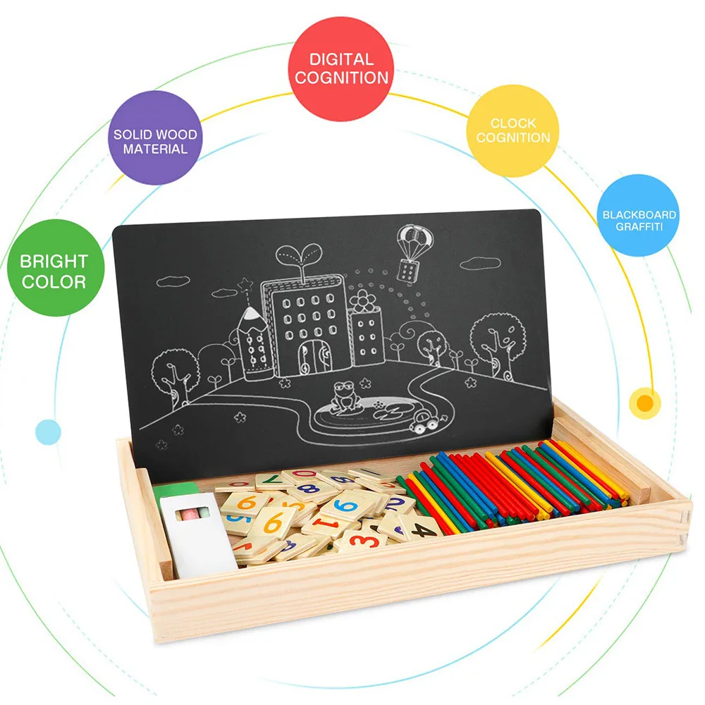 

Learning Box Counting Toy Clock Numerals Educational Toys Wooden Board Montessori Toy Scientific Math learning Kids Gift