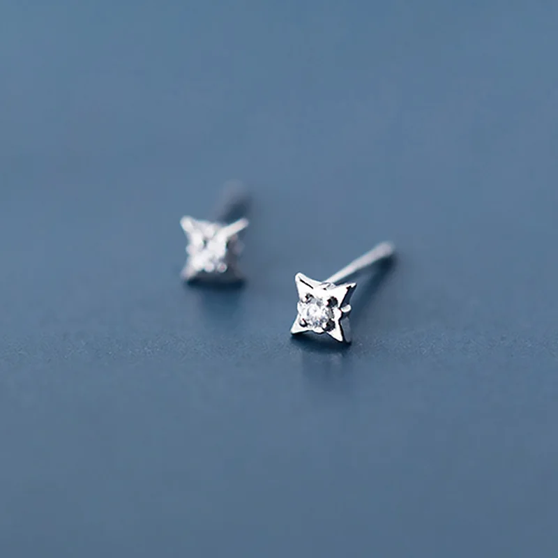 Женские сверкающие серьги гвоздики Trustdavis из стерлингового серебра 925 пробы с