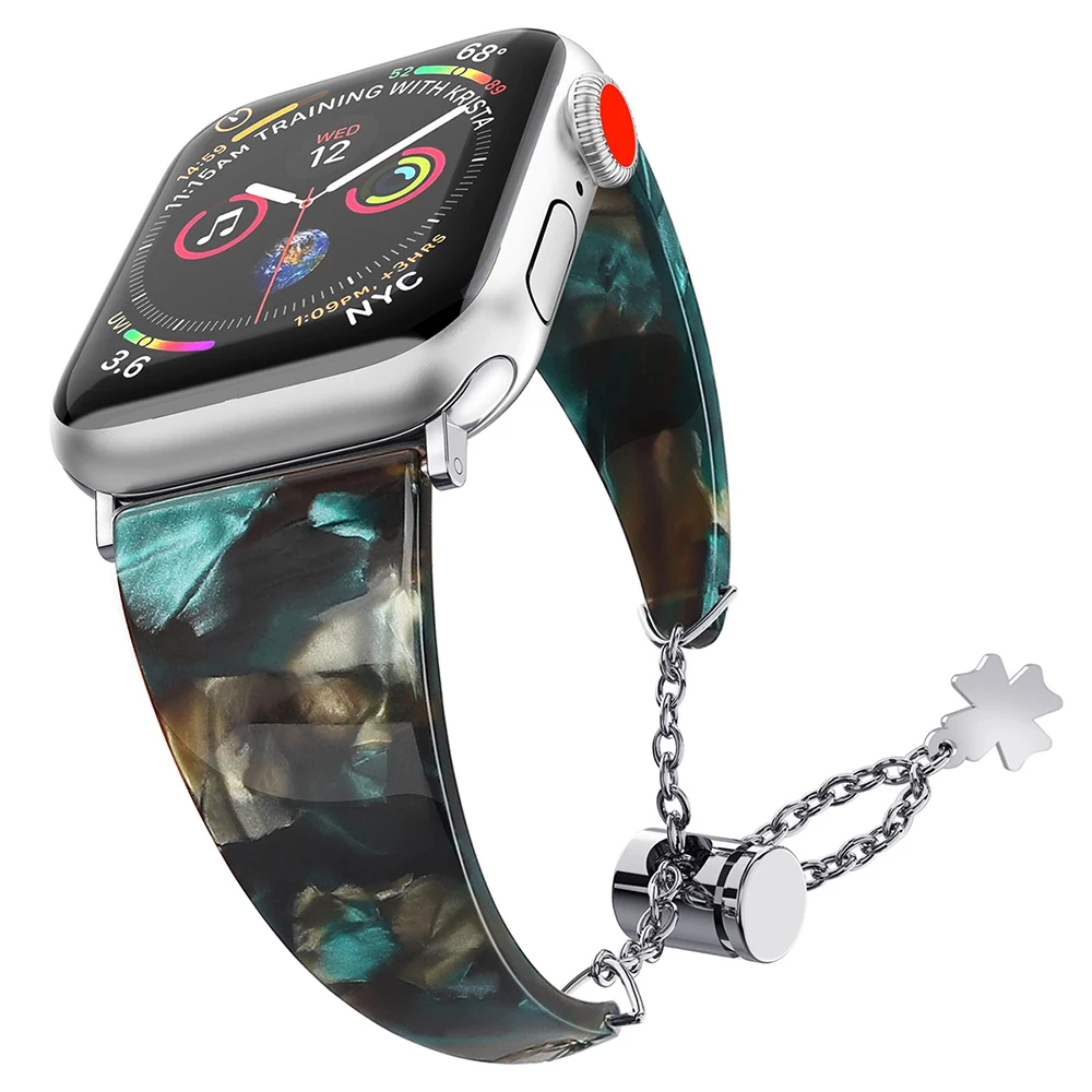 Ремешок полимерный для Apple Watch SE Band Series 6 5 4 3 роскошный браслет с кулоном ювелирных