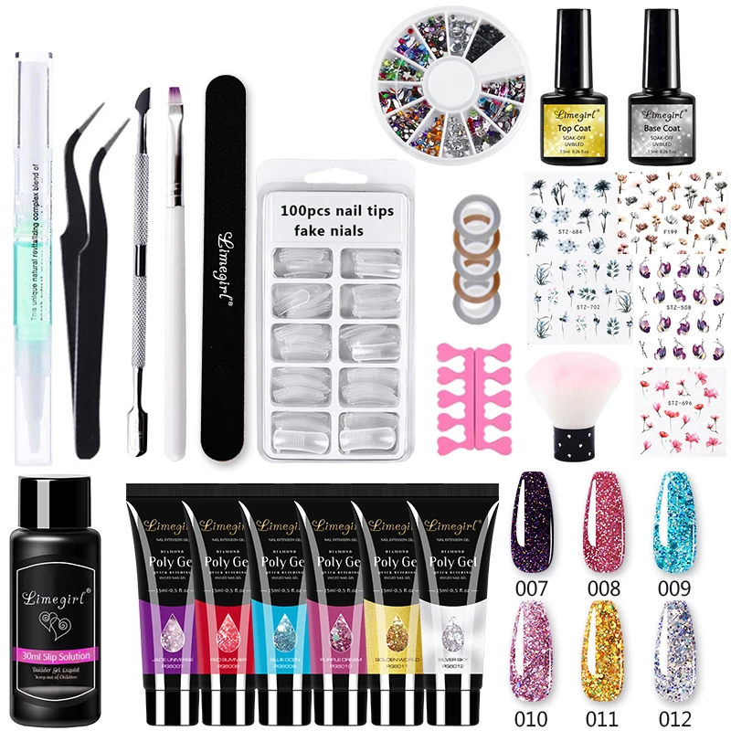 Manicure Set Poly Nail Quick Building Gel Clear Soak Off Polish With UV LED Lamp Kit Professional | Красота и здоровье