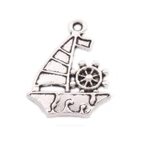 15pcs 21 5x28mm tibetan silver bon voyage nautical sea ship rudder sailboat spacer charm beads pendants alloy l001