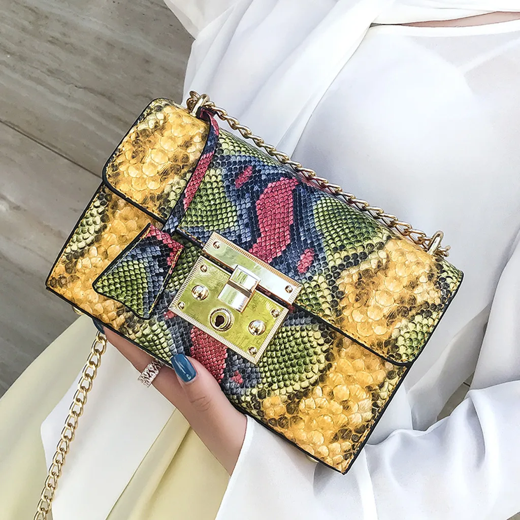 

Snake Bag For Women Fashion Shoulder Bag Small Chain Serpentine Messenger Bag Serpentine Leather Crossbody Flap Bag