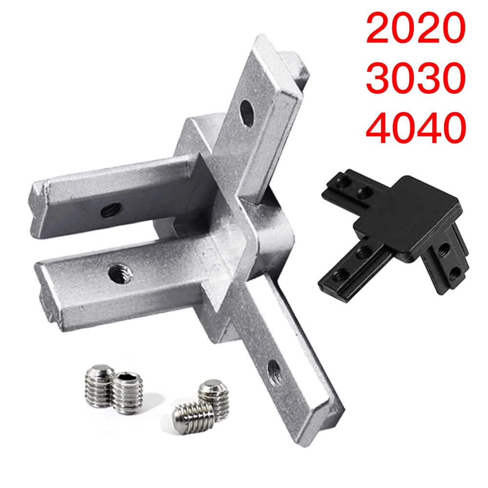 

1 Set Black And Silver All Series 3-Way End Corner Bracket Connector with Screws for Standard T Slot Aluminum Extrusion