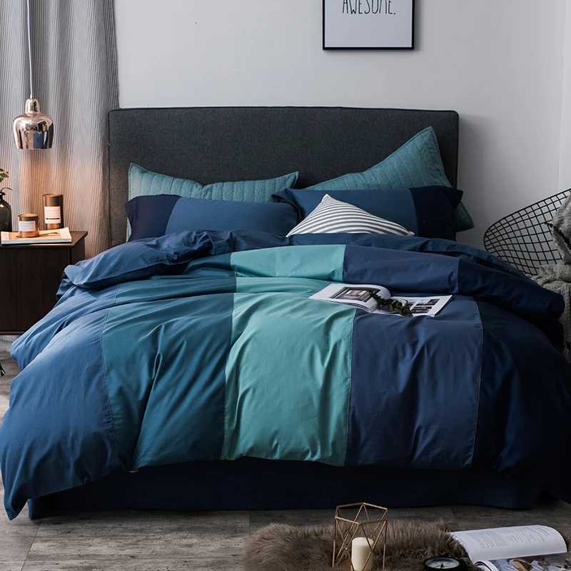 

Nordic Cotton Bedding Set Full Size Four Seasons Simple Double Bedding Set Sheet Pillowcase Parure De Lit Home Textile DF50SJT