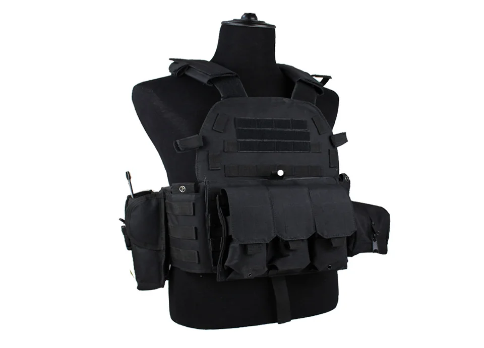 Тактический жилет черного цвета 600D из нейлона с системой Молле броня для тела