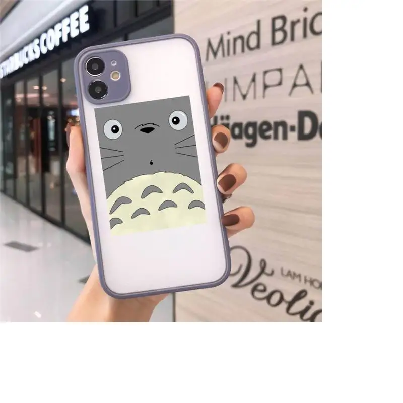 

Cartoon Studio Ghibli Totoro Phone Case Matte transparent For Gray iPhone 12 Mini 11 Pro XR XS Max 7 8 Plus X Back Cover