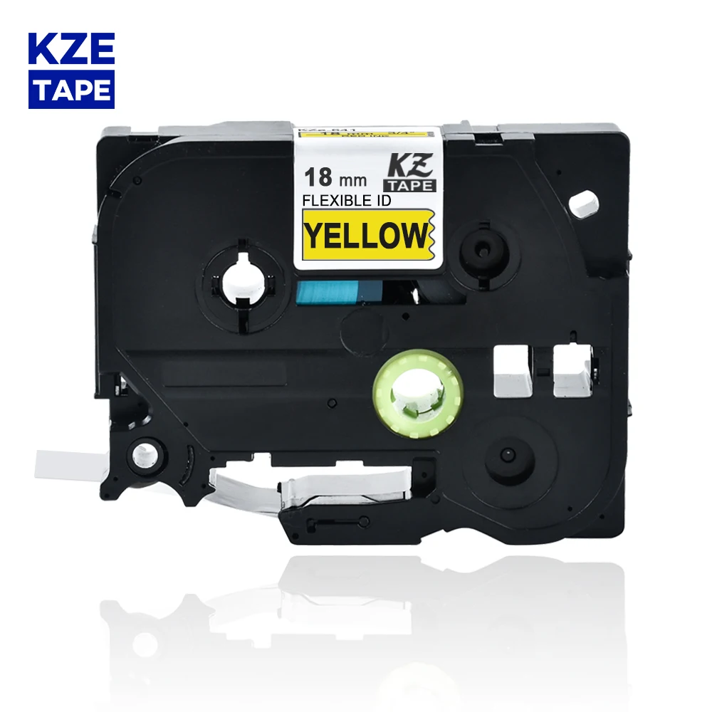 

18mm Tze-FX641 Flexible label Black on Yellow Laminated Label Tape Flexible Cable Label Tapes TzeFX641 Tze FX641 for P-touch PT
