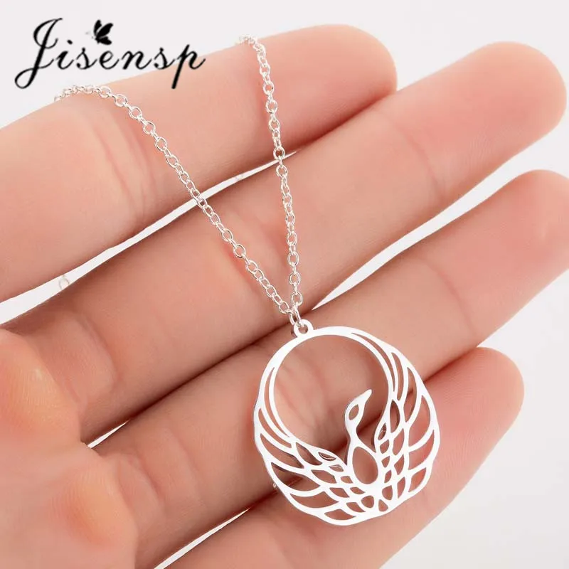 Ожерелья Jisensp из нержавеющей стали с Фениксом золотистые и Серебристые ожерелья