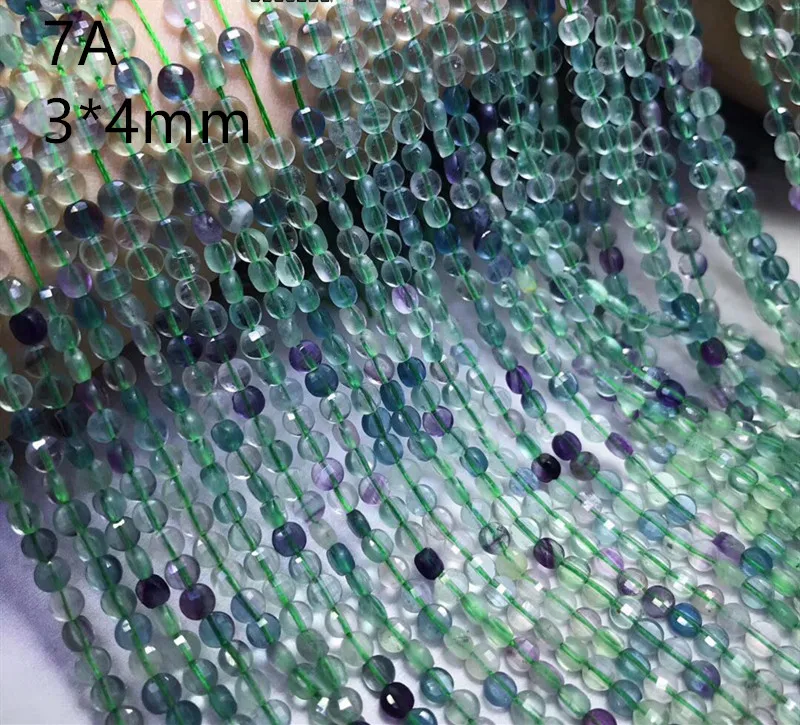 AAA LOOSE BEADS Fluorite coin faceted 3*4mm wholesale for DIY jewelry necklace 36cm | Beads