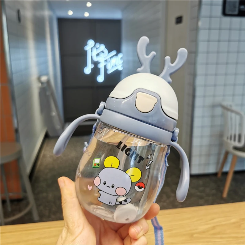 370 мл Новая креативная детская соломенная чашка с мультяшными животными оленями