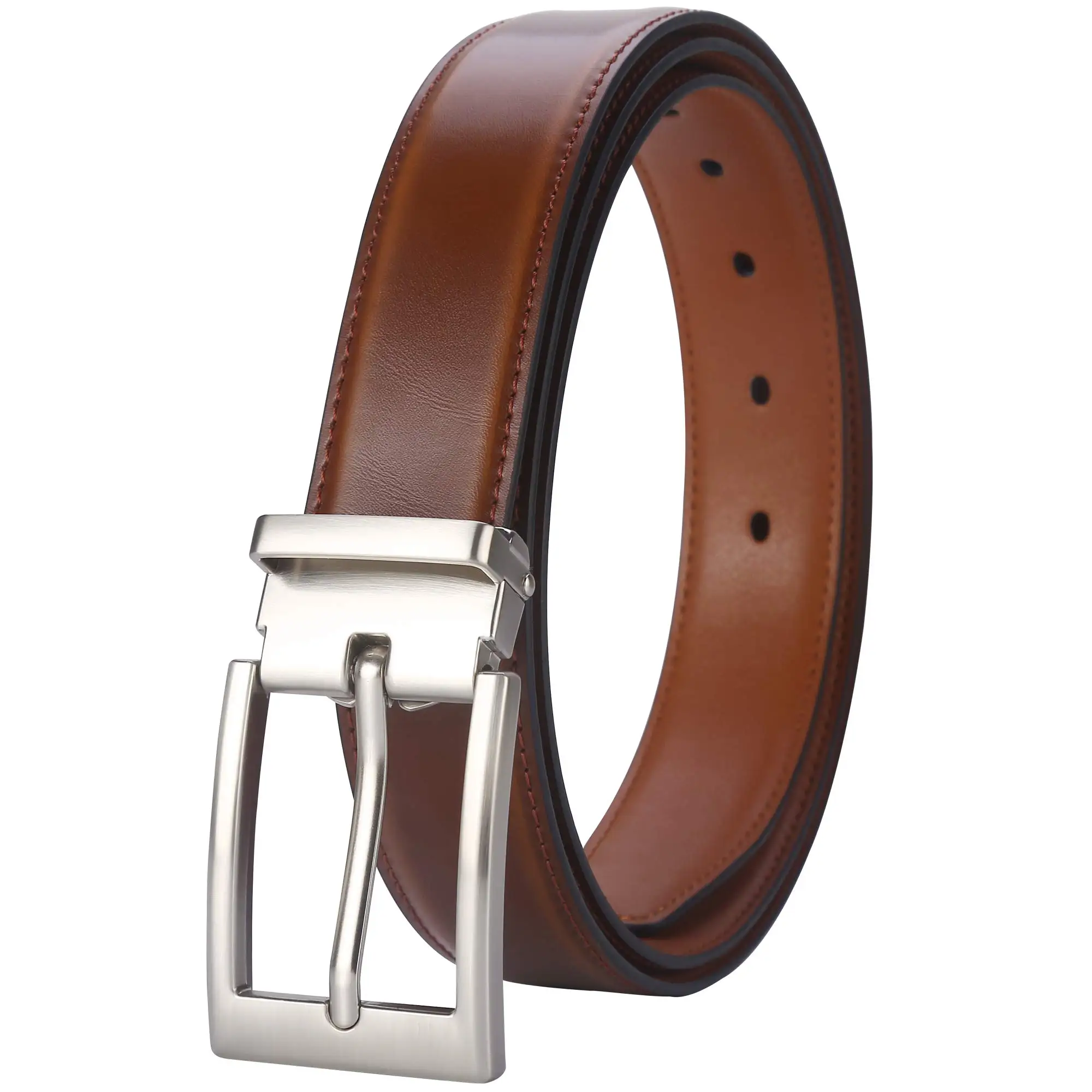 

Mens Belt 100% Italian Cow Leather Length Adjustable Dress Casual Belts for men,Trim to Fit,Detachable Buckle
