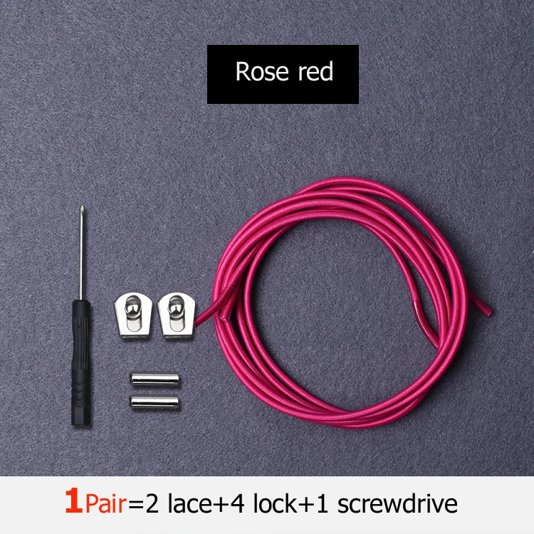 rose red Шнурки без завязок эластичные шнурки для обуви с металлическим замком для кроссовок, походных ботинок или спортивной обуви для бега и тенниса - Цвет: rose red