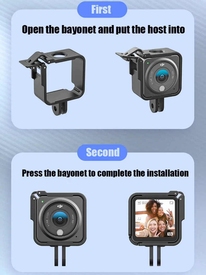 For DJI Action 2 Protective Frame Case Camcorder Housing Mount Bracket with Side Cover Hole Accessory | Электроника