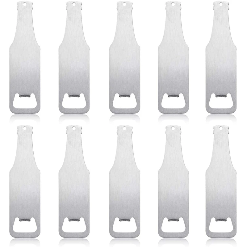 

10 Pack Stainless Steel Flat Bottle Opener, Beer Bottle Openers for Kitchen, Bar or Restaurant, Silver