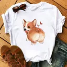 Модные топы Corgi в Корейском стиле, футболка с принтом, летняя женская футболка, женская одежда с коротким рукавом, женские топы Ulzzang Harajuku