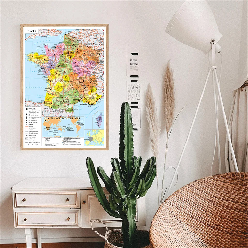 

A1 Size The France transportation Map Wall Art Poster Canvas Painting Living Room Home Decoration School Supplies In French