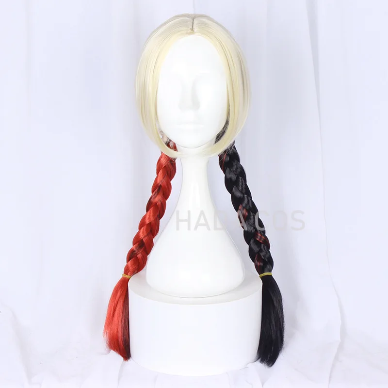 Длинные прямые красные черные плетеные парики для косплея Харли Куинн из кос