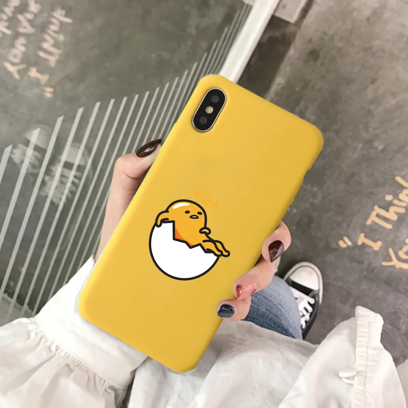 JAMULAR Cute Gudetama Lazy Egg Phone Case For iPhone 7 11 Pro XS MAX X XR 8 6 6s Plus Novelty Yellow Soft Silicone Back Cover