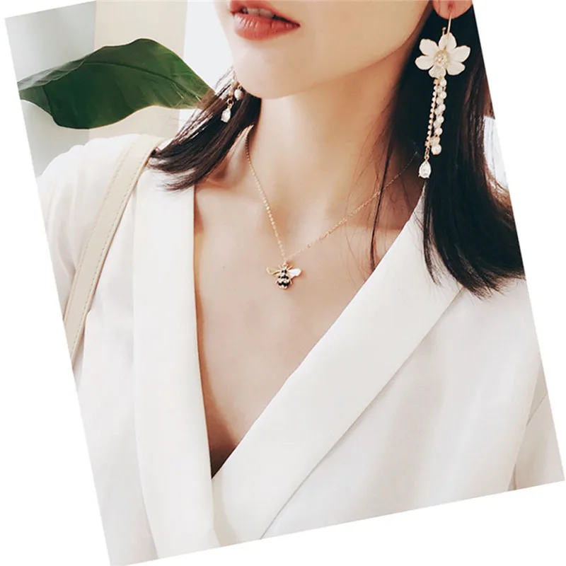 Крошечное животное пчела ювелирные наборы кристалл мед ожерелье с кулоном