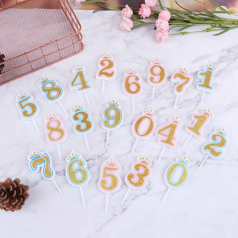 1 шт. арабскими цифрами на день рождения свечи золотого и серебряного цветов