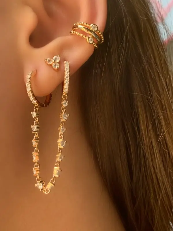 Новые радужные серьги цепочки с фианитами для женщин женские свадебные