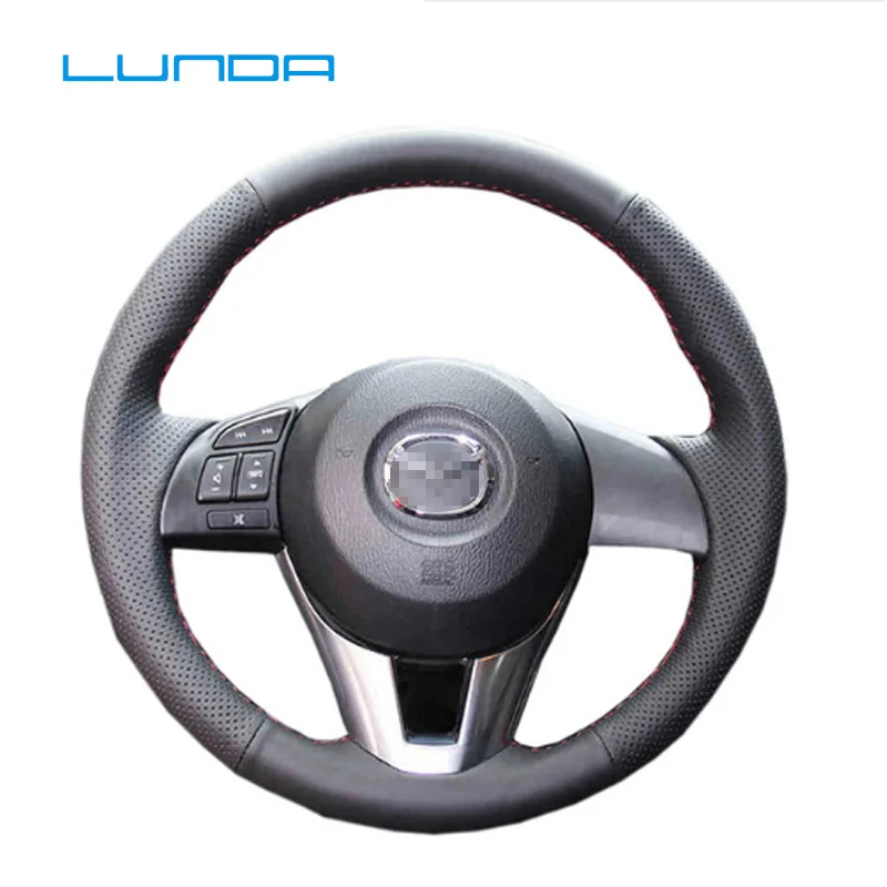 LUNDA черный кожаный DIY чехол рулевого колеса автомобиля для Mazda CX-5 3 2013-2016 Scion iA 2016 6