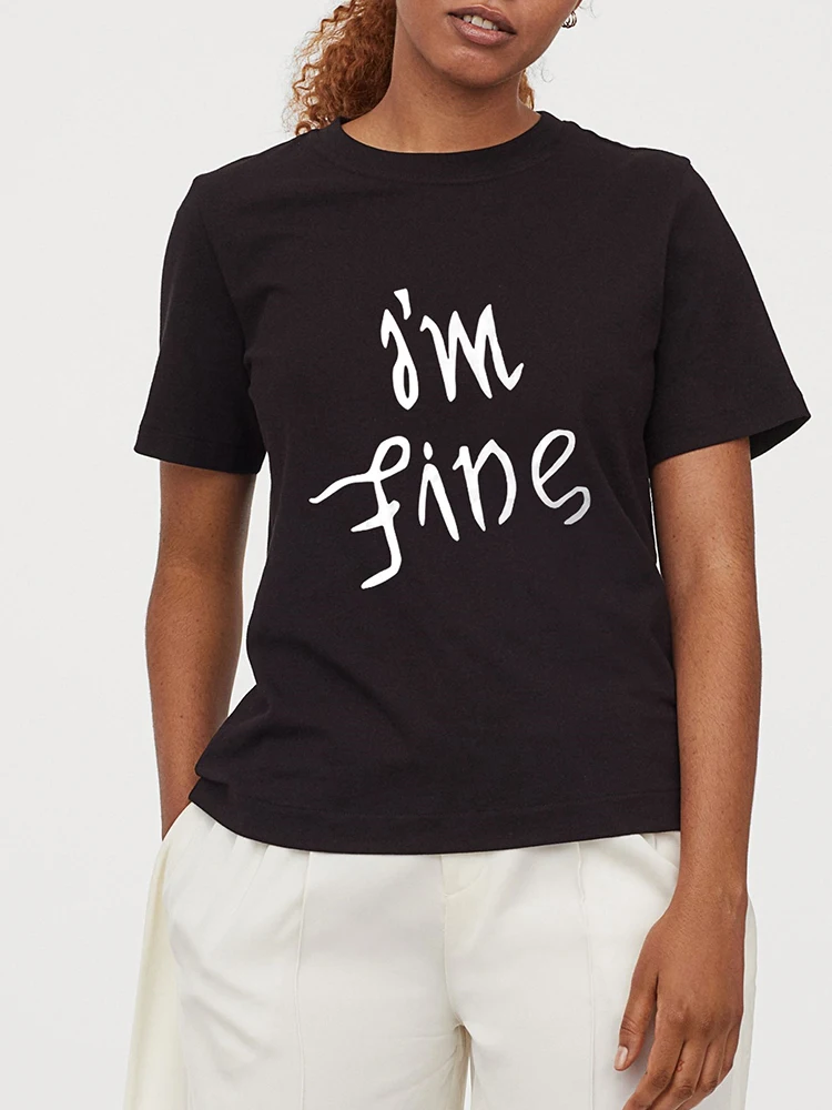 Футболка I'm Fine Ambigram женские футболки с графическим рисунком топы Min Yoongi смешная