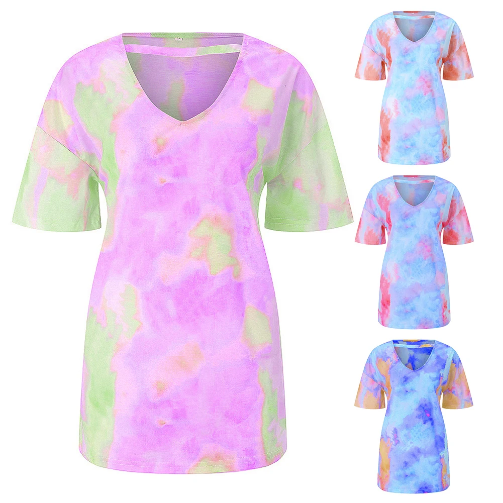 Женская Повседневная Блузка топ с v образным вырезом короткий рукав галстук