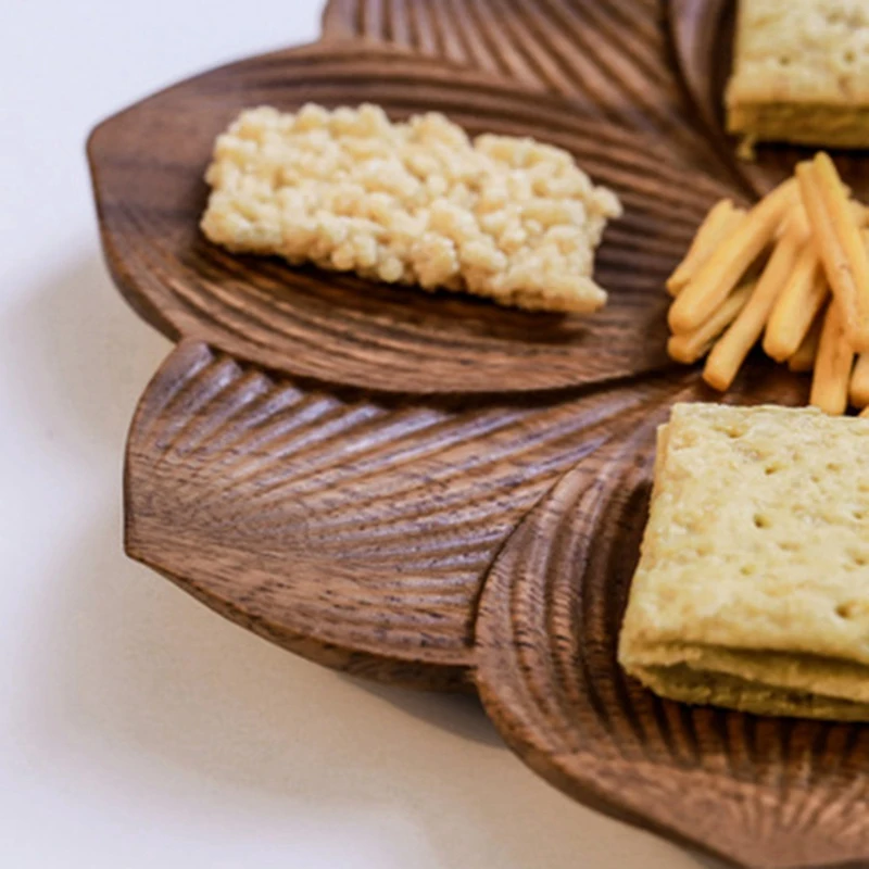 Wooden Tea Tray Creative Lotus-Shaped Nut Candy Walnut Afternoon Snack Plate Bowls | Дом и сад