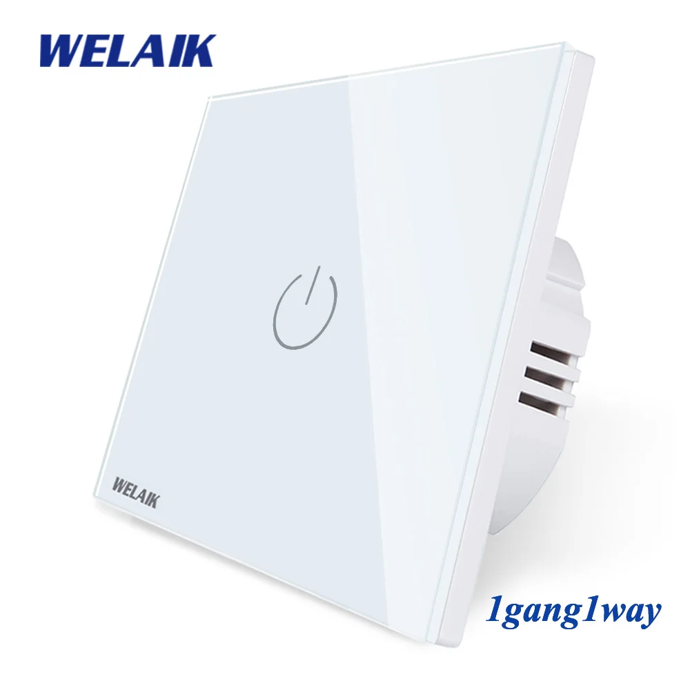 WELAIK UK сенсорный выключатель Кристалл-стеклянная панель-переключатель настенный-Интеллектуальный переключатель-умный-переключатель 1ганг-1way светодиодный-лампа B1911CW/B